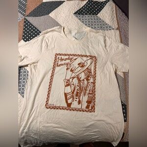 Howdy honey western graphic tee with burnt orange lettering